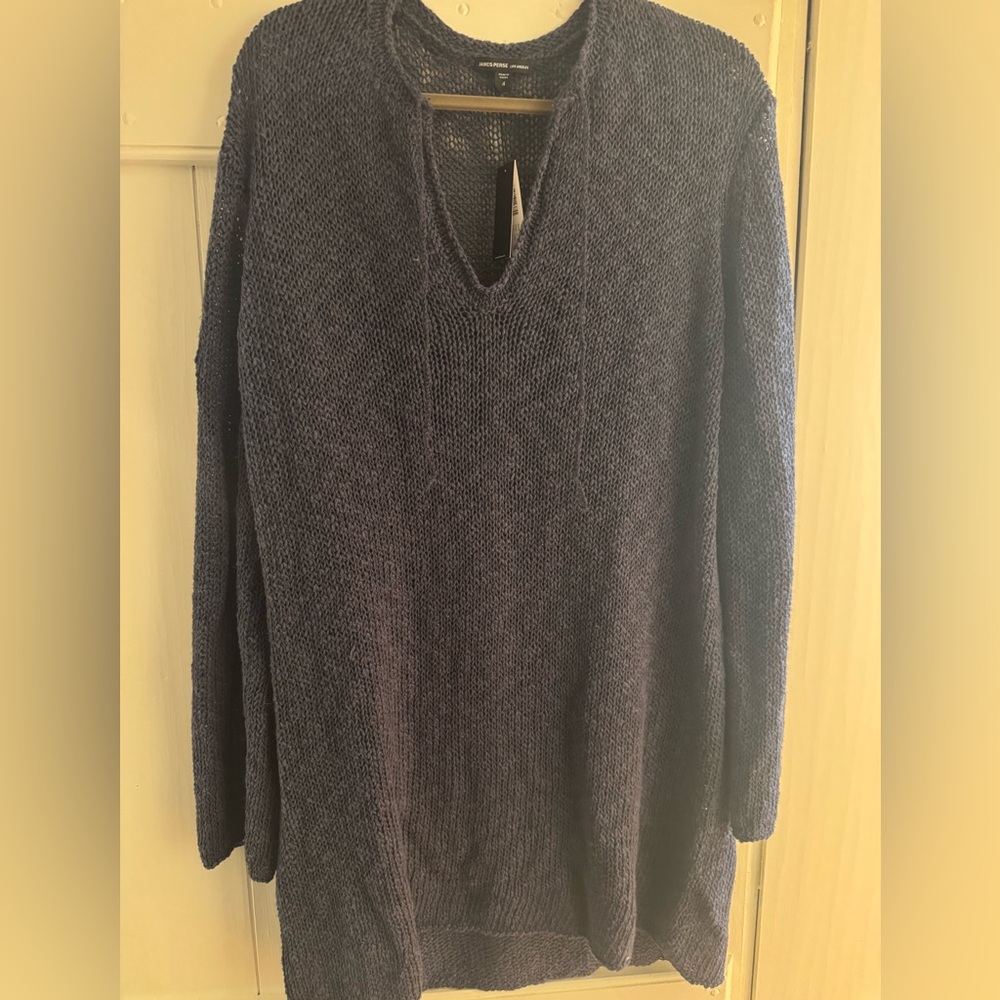 James Perse Navy linen sweater Mini Dress - Picture 3 of 3